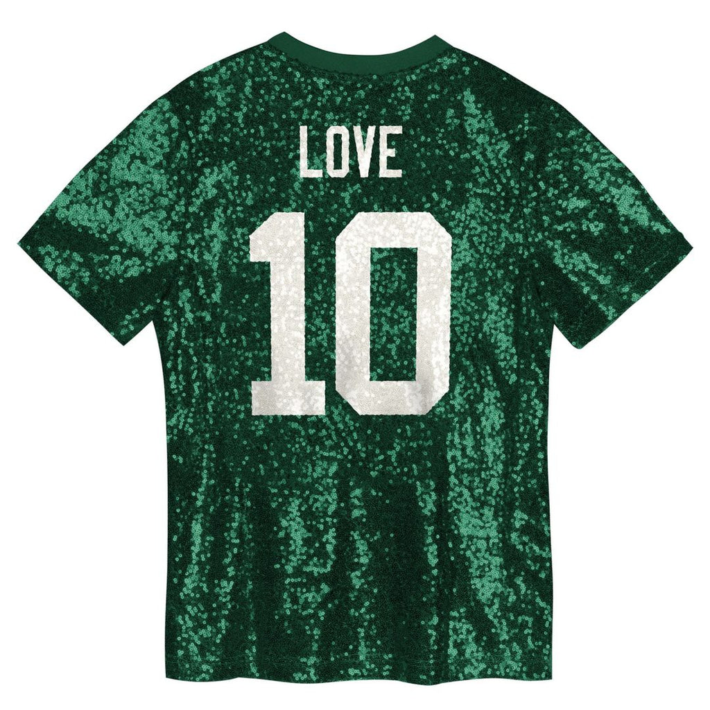Jordan Love Green Bay Packers Girls Youth Sequin V-Neck Fashion Jersey - Green Official NFL Team Apparel Football Fan Gear