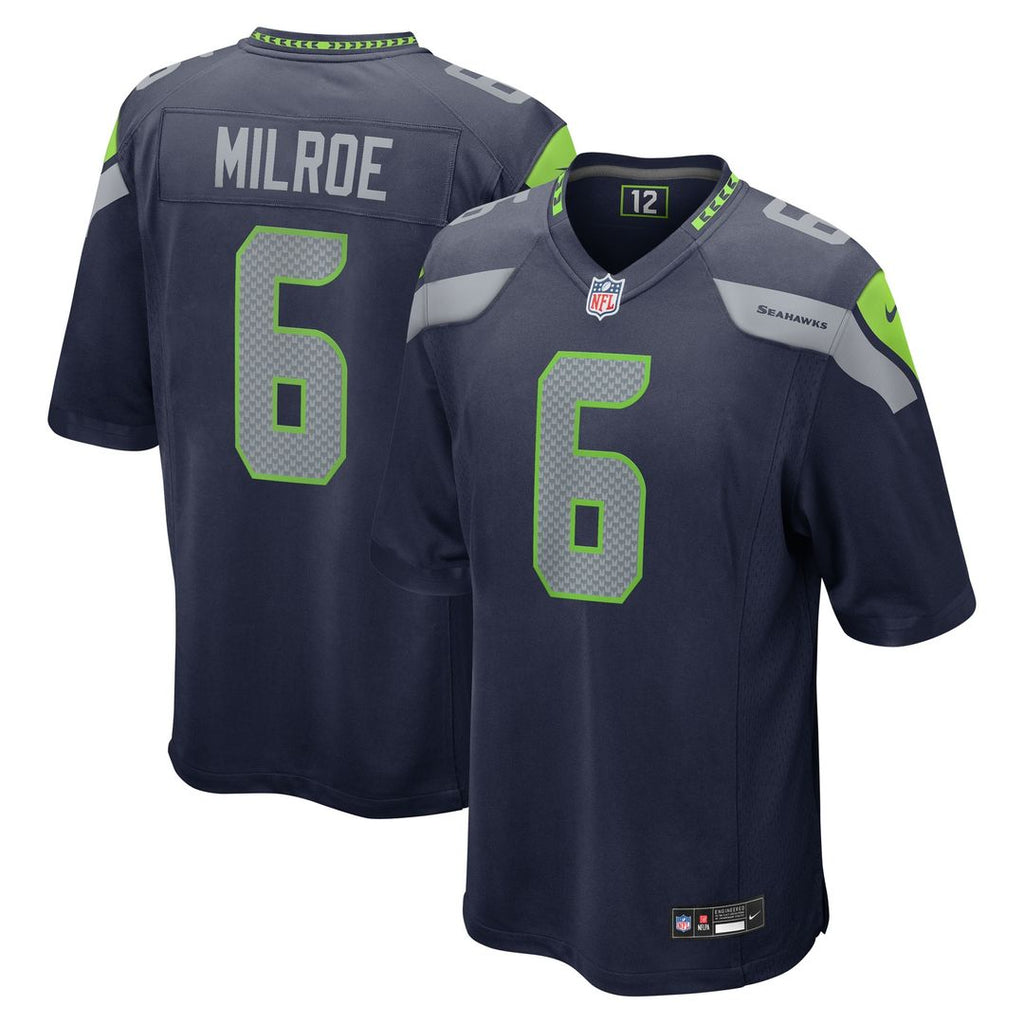 Jalen Milroe Seattle Seahawks Nike 2025 NFL Draft Game Jersey - College Navy Official NFL Team Apparel Football Fan Gear