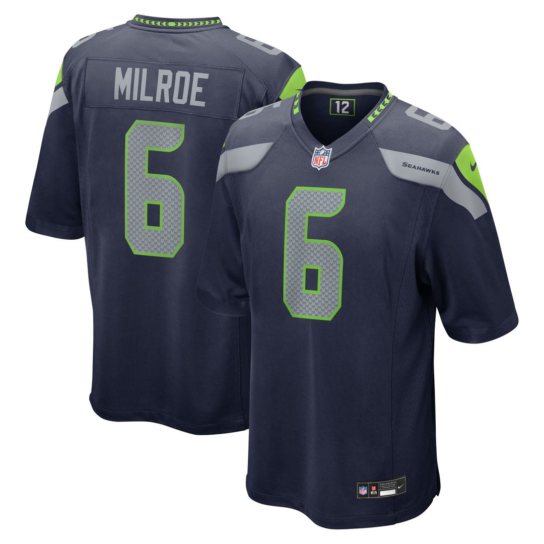 Jalen Milroe Seattle Seahawks Nike 2025 NFL Draft Game Jersey - College Navy Official NFL Team Apparel Football Fan Gear