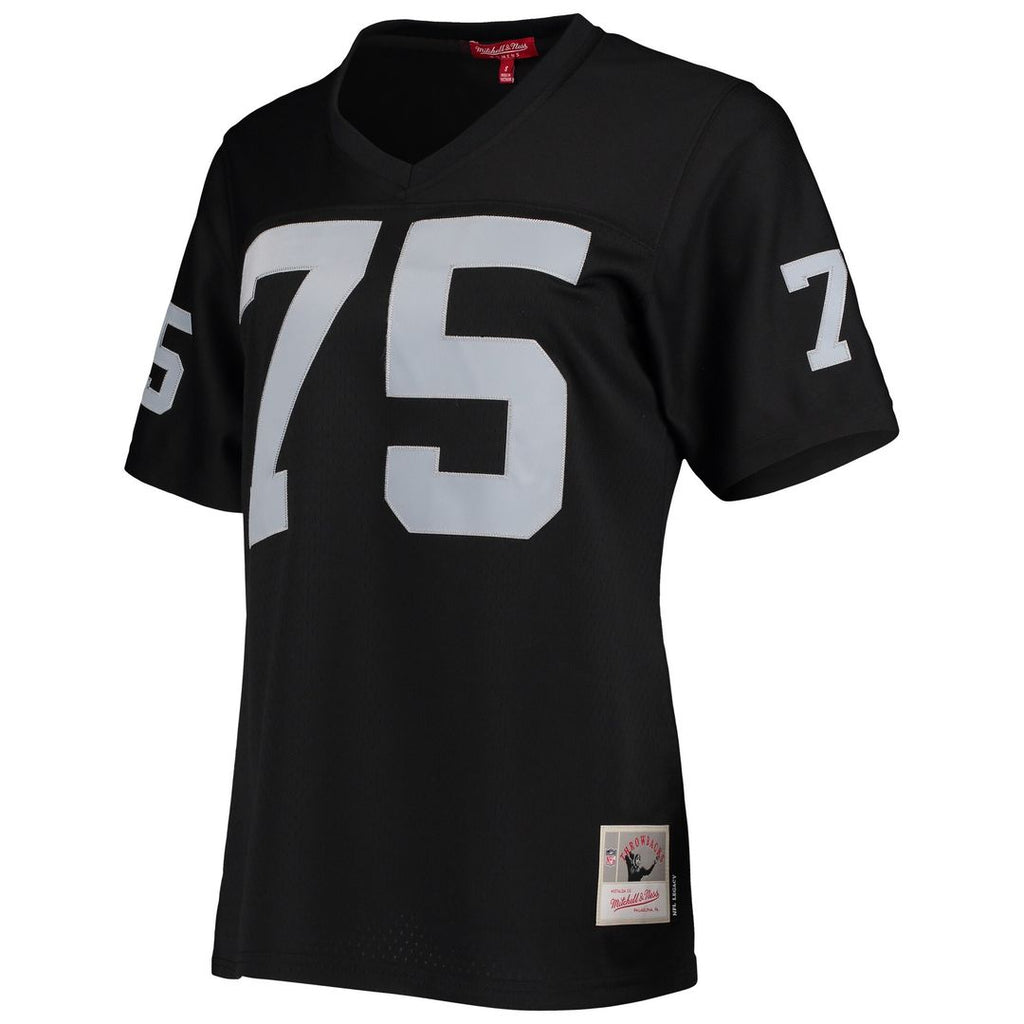 Howie Long Las Vegas Raiders Mitchell & Ness Women's Legacy Replica Player Jersey - Black Official NFL Team Apparel Football Fan Gear