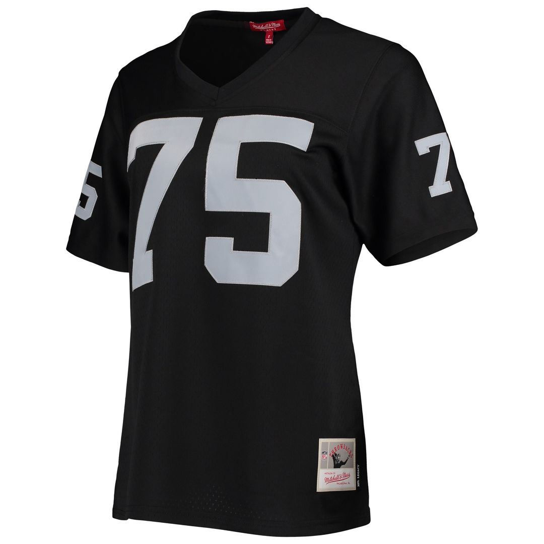 Howie Long Las Vegas Raiders Mitchell & Ness Women's Legacy Replica Player Jersey - Black Official NFL Team Apparel Football Fan Gear
