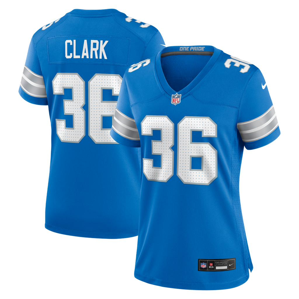 Chuck Clark Detroit Lions Nike Women's Team Game Jersey - Blue Official NFL Team Apparel Football Fan Gear