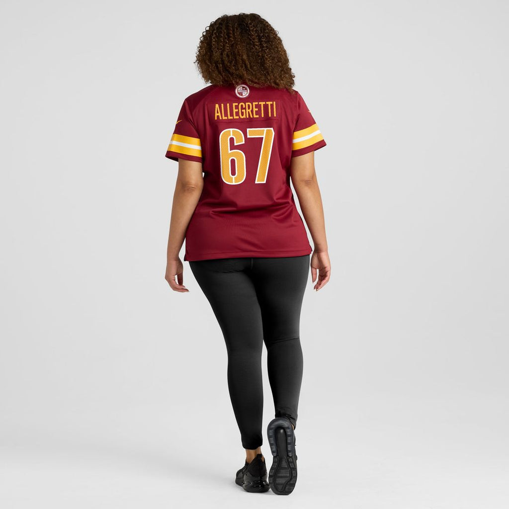 Nick Allegretti Washington Commanders Nike Women's Game Jersey - Burgundy Official NFL Team Apparel Football Fan Gear