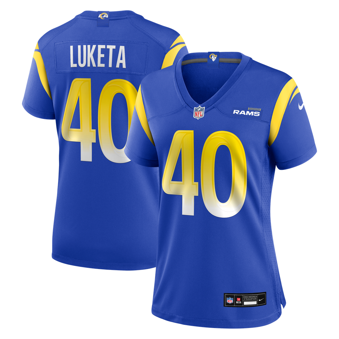 Jesse Luketa Los Angeles Rams Nike Women's Team Game Jersey - Royal Official NFL Team Apparel Football Fan Gear