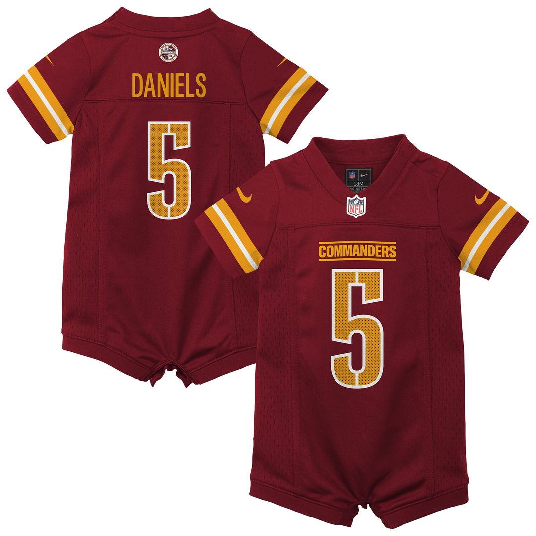 Jayden Daniels Washington Commanders Nike Newborn & Infant Game Romper Jersey - Burgundy Official NFL Team Apparel Football Fan Gear