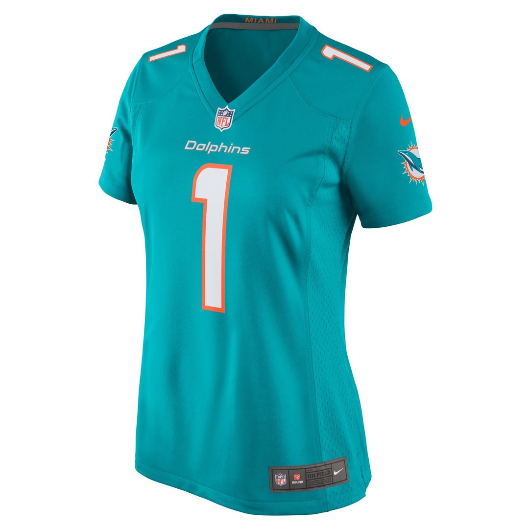 Number 1 Bride Miami Dolphins Nike Women's Game Jersey - Aqua Official NFL Team Apparel Football Fan Gear