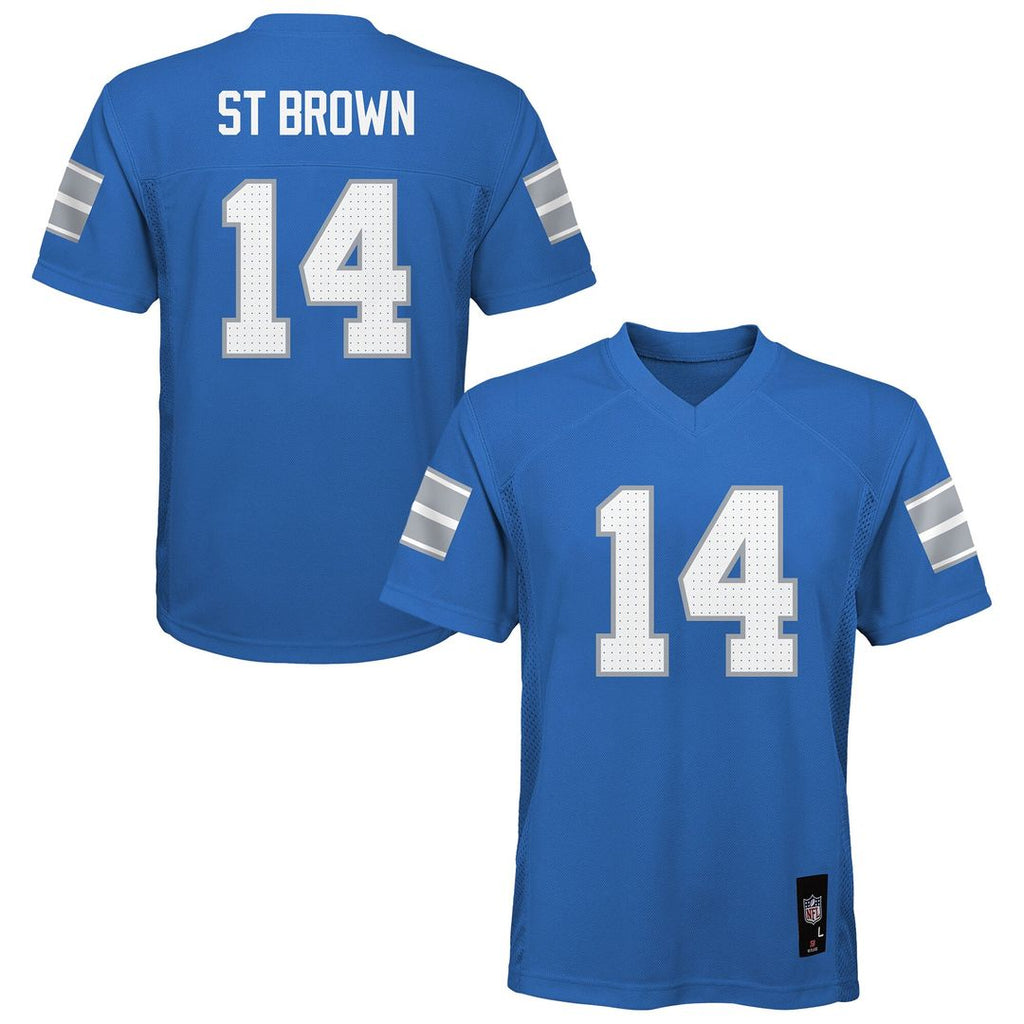 Amon-Ra St. Brown Detroit Lions Youth Replica Player Jersey - Blue Official NFL Team Apparel Football Fan Gear
