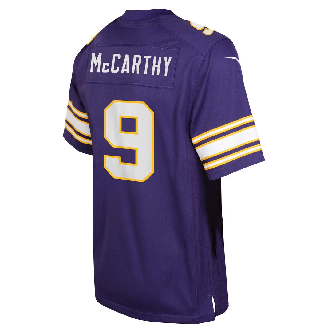 J.J. McCarthy Minnesota Vikings Nike Youth Game Jersey - Purple Official NFL Team Apparel Football Fan Gear