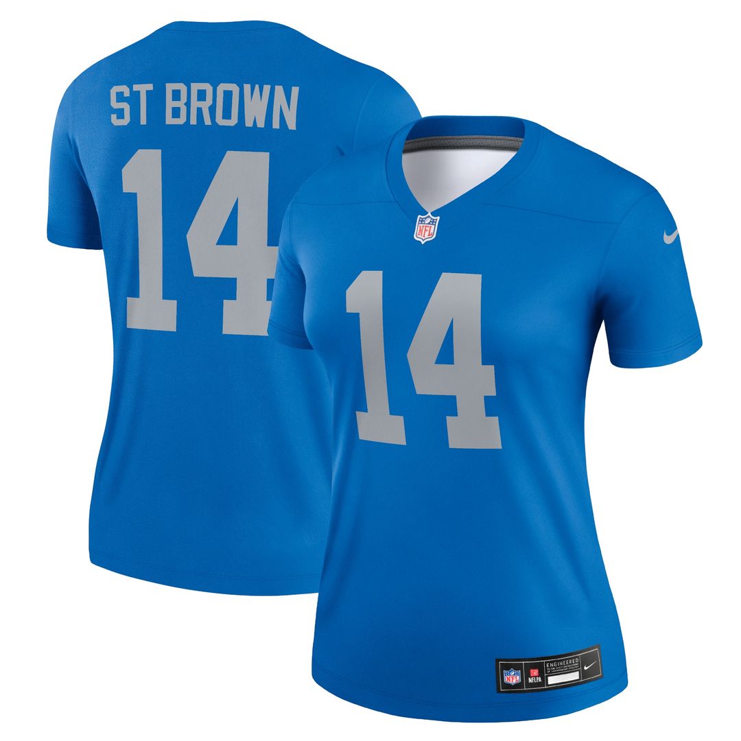 Amon-Ra St. Brown Detroit Lions Nike Women's Alternate Legend Player Performance Top - Blue NFL Fan Gear Popular Style