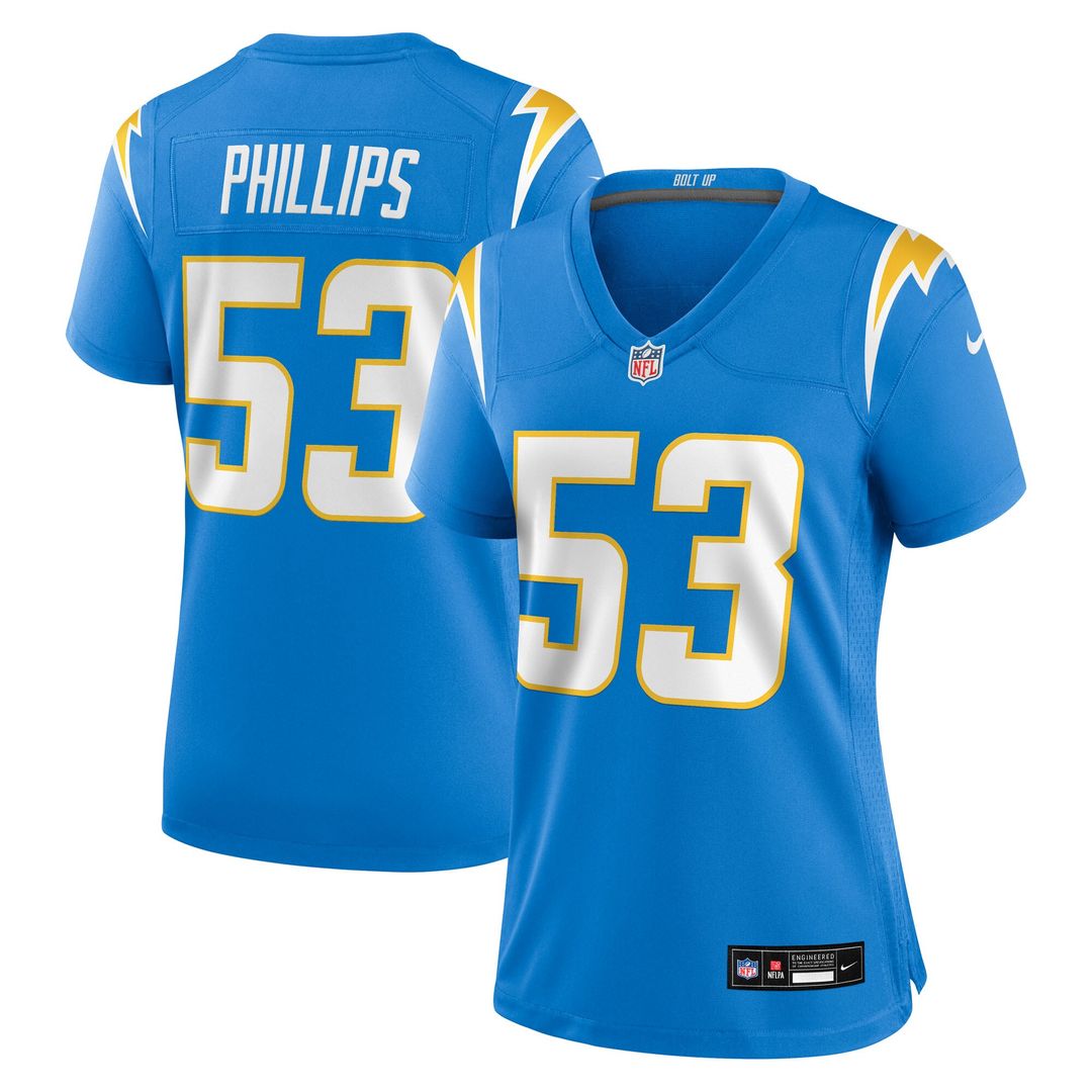 Del'Shawn Phillips Los Angeles Chargers Nike Women's Team Game Jersey - Powder Blue Official NFL Team Apparel Football Fan Gear