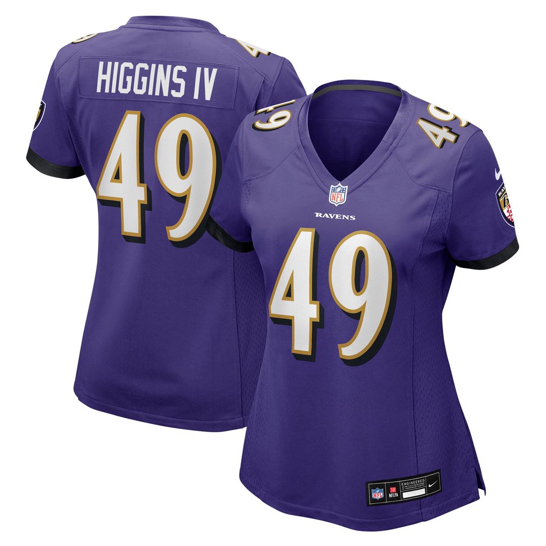 Jay Higgins IV Baltimore Ravens Nike Women's Team Game Jersey - Purple Official NFL Team Apparel Football Fan Gear