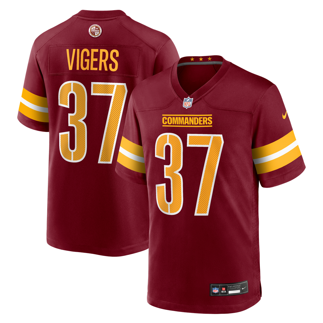 Car'lin Vigers Washington Commanders Nike Team Game Jersey - Burgundy Official NFL Team Apparel Football Fan Gear