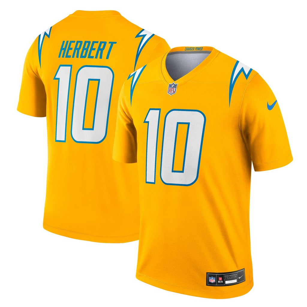 Justin Herbert Los Angeles Chargers Nike Alternate Charger Power Legend Player Performance Top - Gold NFL Fan Gear Popular Style