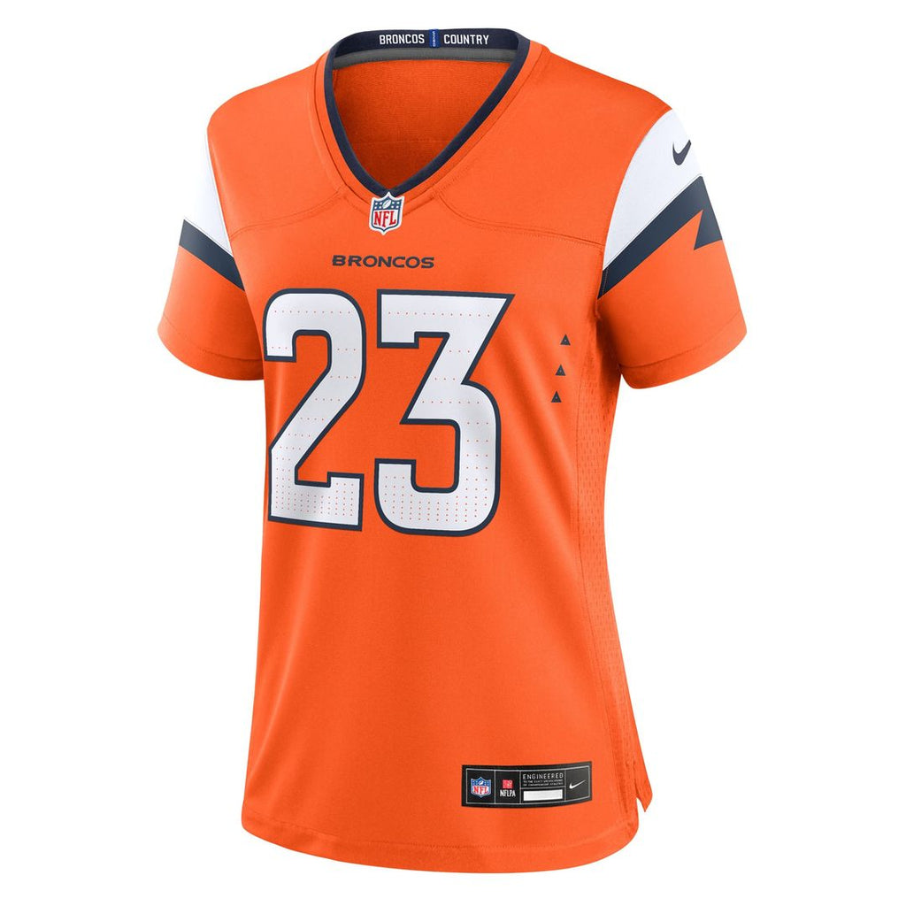 Jahdae Barron Denver Broncos Nike Women's Team Game Jersey - Orange Official NFL Team Apparel Football Fan Gear