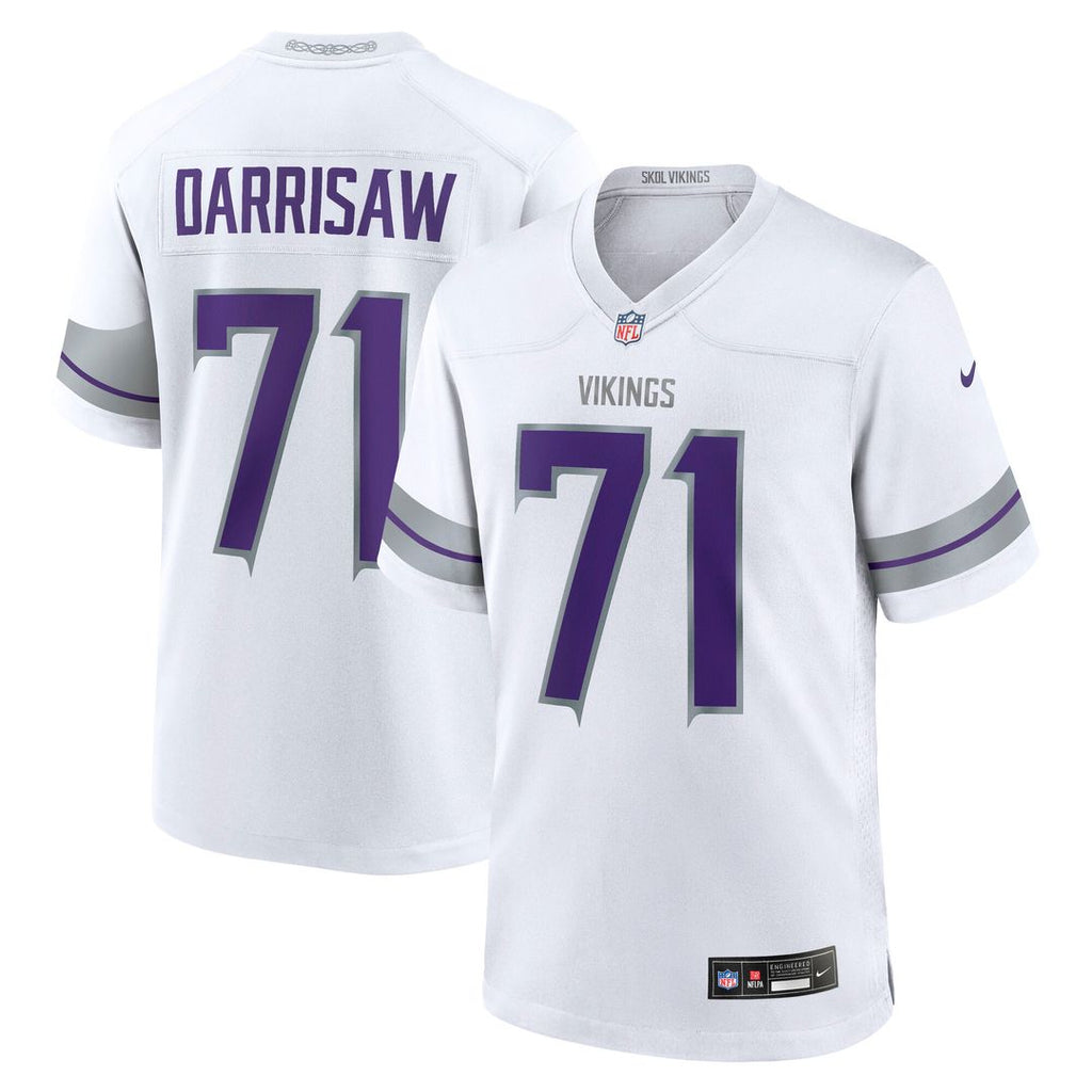 Christian Darrisaw Minnesota Vikings Nike Alternate Game Jersey - White Official NFL Team Apparel Football Fan Gear