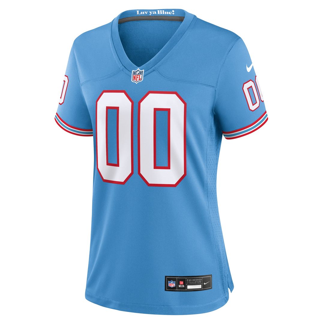 Tennessee Titans Nike Women's Oilers Throwback Custom Game Jersey - Light Blue Official NFL Team Apparel Football Fan Gear