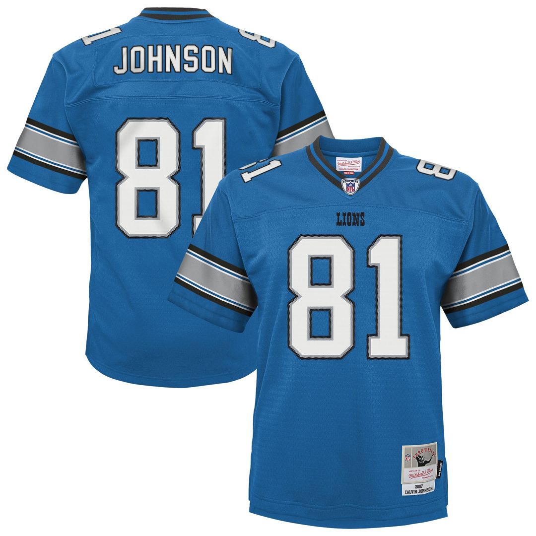 Calvin Johnson Detroit Lions Mitchell & Ness Youth Legacy Replica Jersey - Blue Official NFL Team Apparel Football Fan Gear