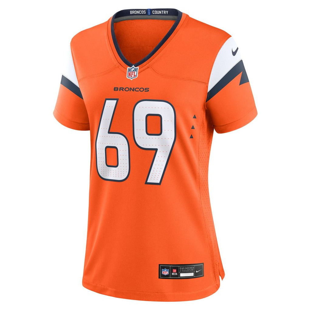 Mike McGlinchey Denver Broncos Nike Women's Team Game Jersey - Orange Official NFL Team Apparel Football Fan Gear