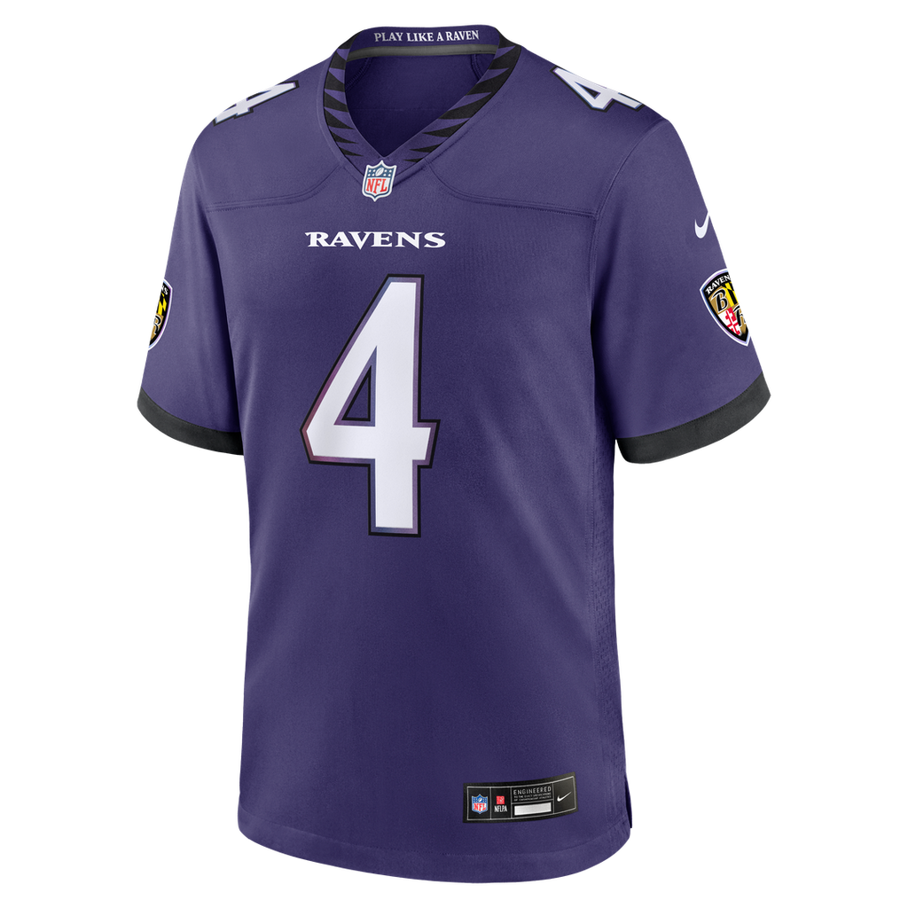 Zay Flowers Baltimore Ravens Nike Team Game Jersey - Purple Official NFL Team Apparel Football Fan Gear