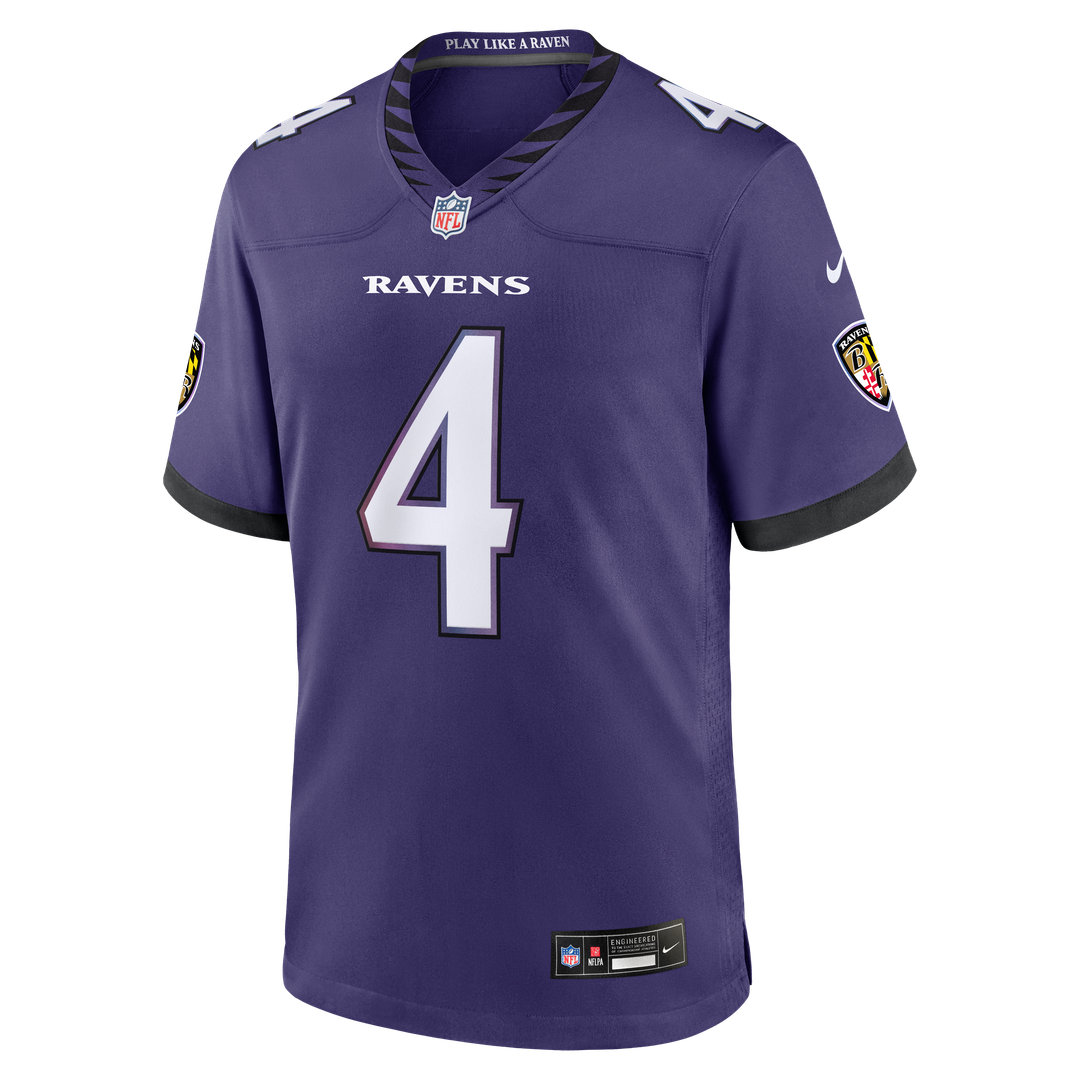 Zay Flowers Baltimore Ravens Nike Team Game Jersey - Purple Official NFL Team Apparel Football Fan Gear