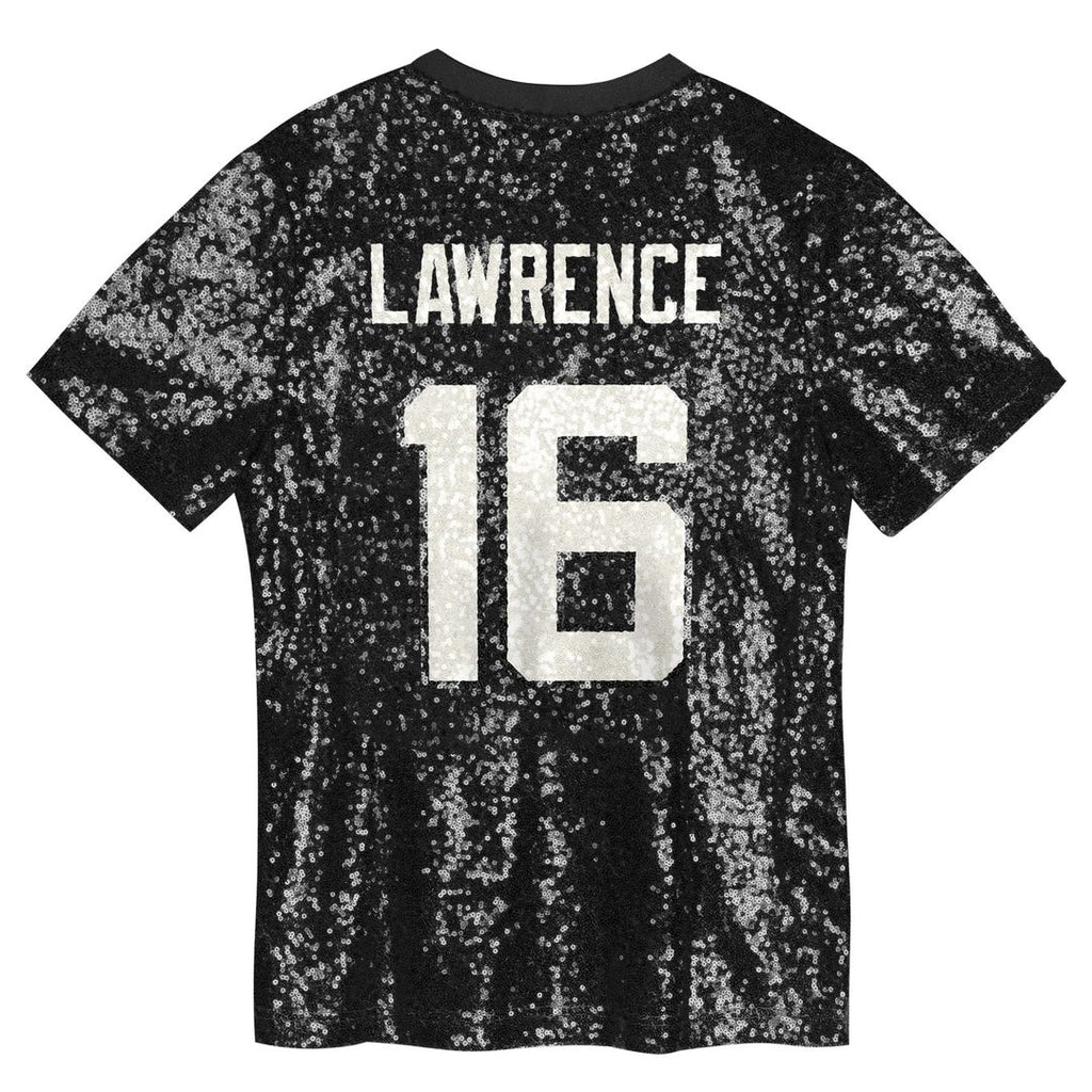 Trevor Lawrence Jacksonville Jaguars Girls Youth Sequin V-Neck Fashion Jersey - Black Official NFL Team Apparel Football Fan Gear