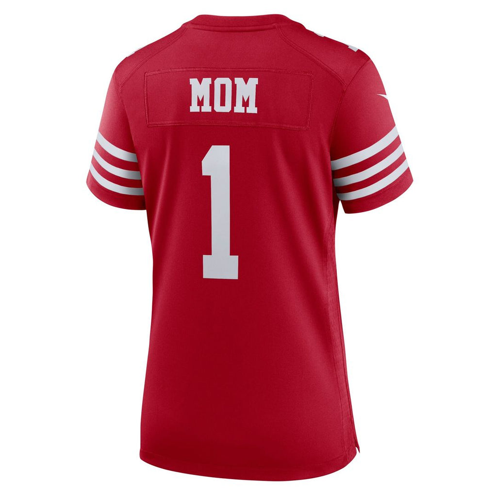 Number 1 Mom San Francisco 49ers Nike Women's Game Jersey - Scarlet Official NFL Team Apparel Football Fan Gear