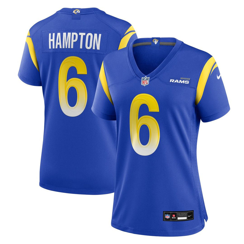 Nick Hampton Los Angeles Rams Nike Women's Team Game Jersey - Royal Official NFL Team Apparel Football Fan Gear