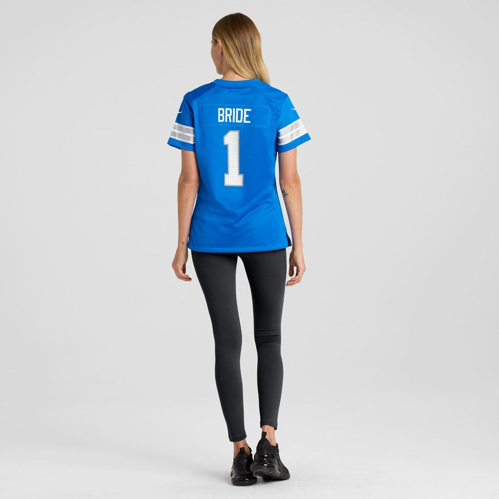 Number 1 Bride Detroit Lions Nike Women's Game Jersey - Blue Official NFL Team Apparel Football Fan Gear