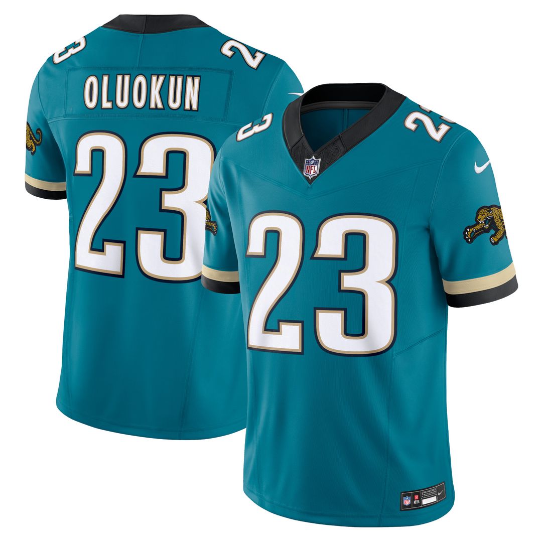 Foye Oluokun Jacksonville Jaguars Nike Prowler Throwback Vapor F.U.S.E. Limited Jersey - Teal Official NFL Team Apparel Football Fan Gear