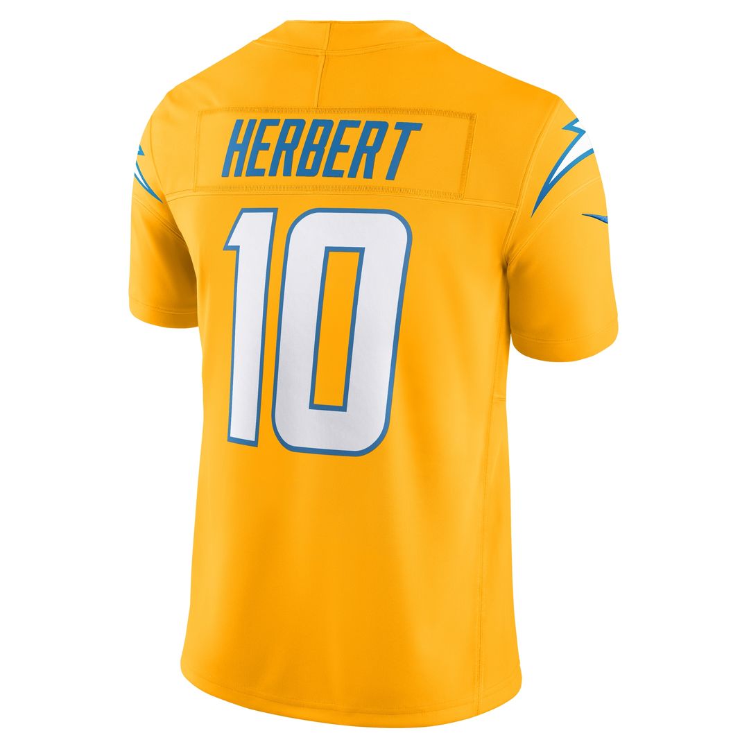 Justin Herbert Los Angeles Chargers Nike Alternate Charger Power Vapor F.U.S.E. Limited Jersey - Gold Official NFL Team Apparel Football Fan Gear