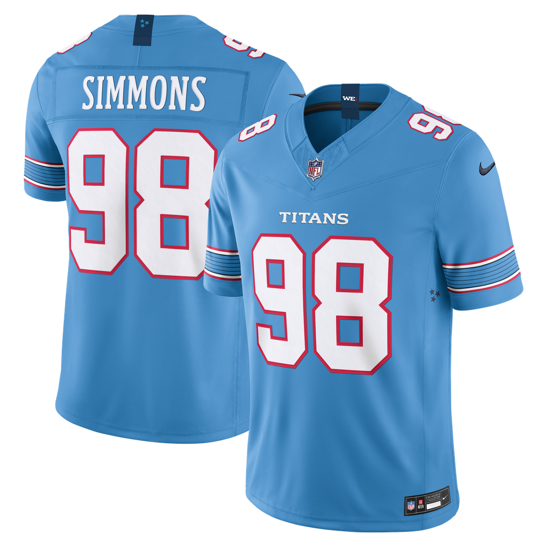 Jeffery Simmons Tennessee Titans Nike Vapor F.U.S.E. Sewn Down Limited Jersey - Light Blue Official NFL Team Apparel Football Fan Gear