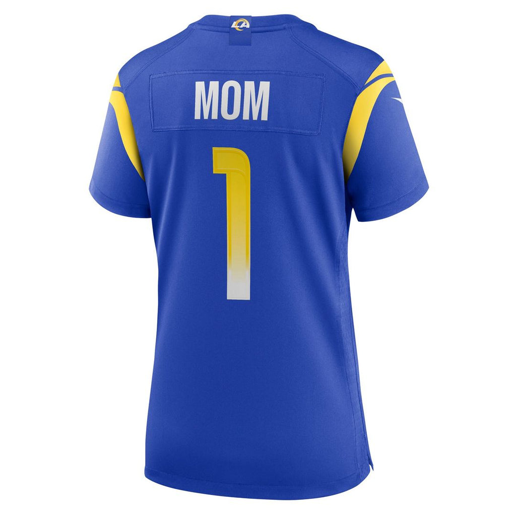 Number 1 Mom Los Angeles Rams Nike Women's Game Jersey - Royal Official NFL Team Apparel Football Fan Gear
