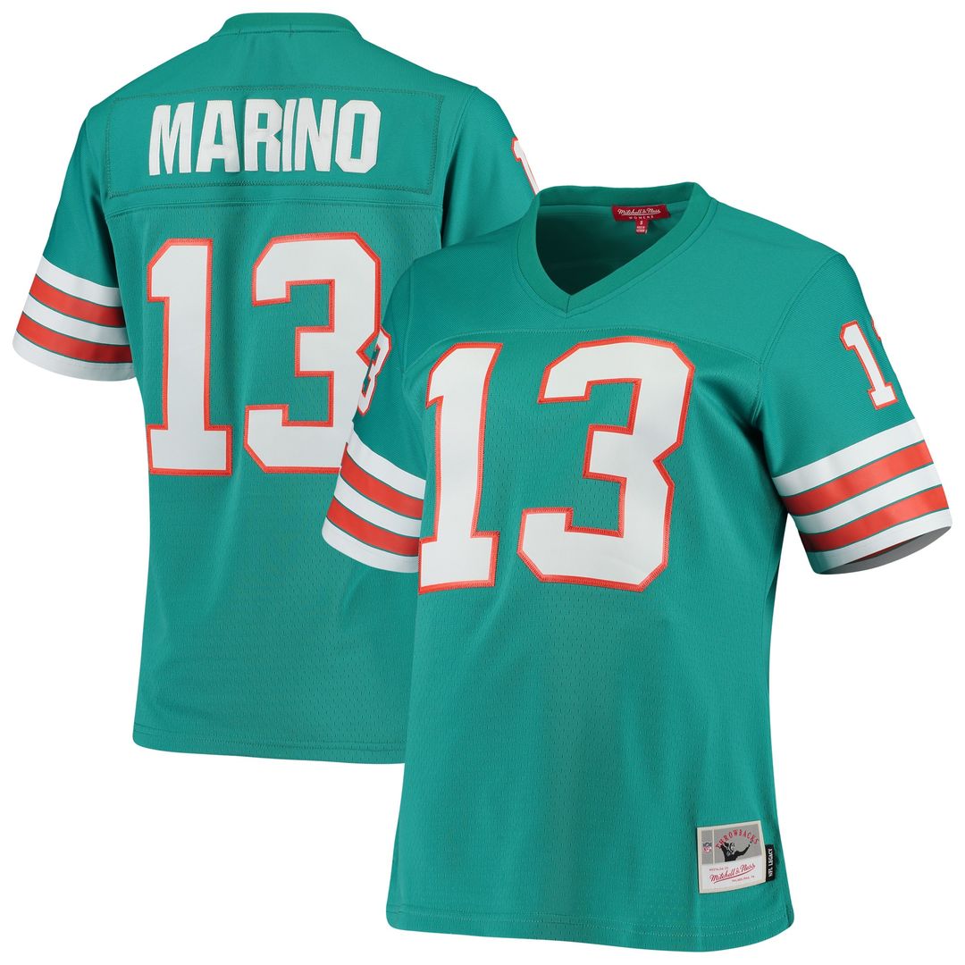 Dan Marino Miami Dolphins Mitchell & Ness Women's 1984 Legacy Replica Jersey - Aqua Official NFL Team Apparel Football Fan Gear