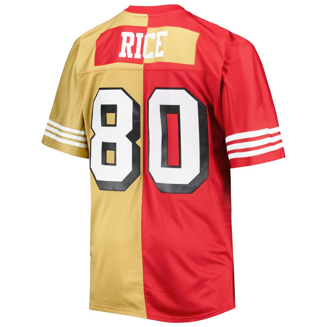Jerry Rice San Francisco 49ers Mitchell & Ness Big & Tall Split Legacy Retired Player Replica Jersey - Scarlet/Gold Official NFL Team Apparel Football