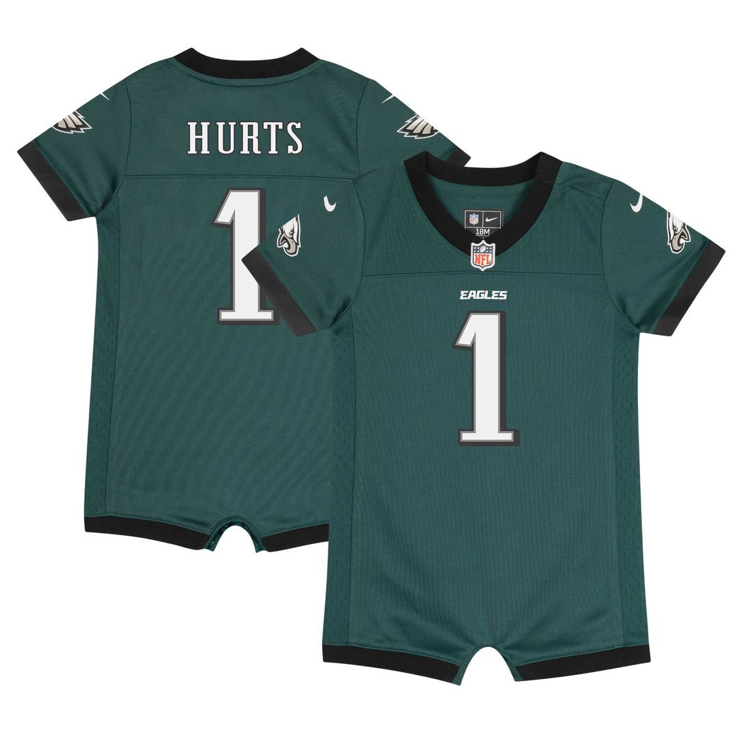 Jalen Hurts Philadelphia Eagles Nike Newborn & Infant Game Romper Jersey - Midnight Green Official NFL Team Apparel Football Fan Gear