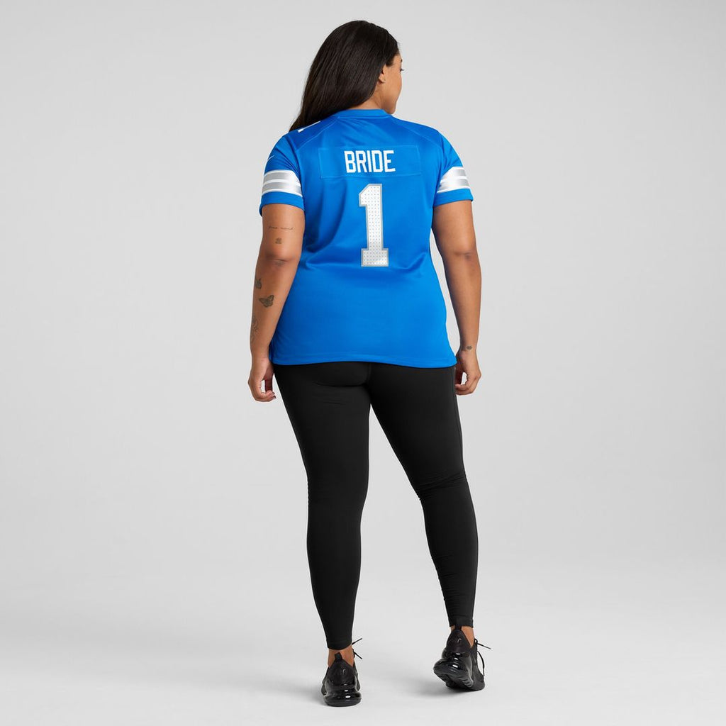 Number 1 Bride Detroit Lions Nike Women's Game Jersey - Blue Official NFL Team Apparel Football Fan Gear