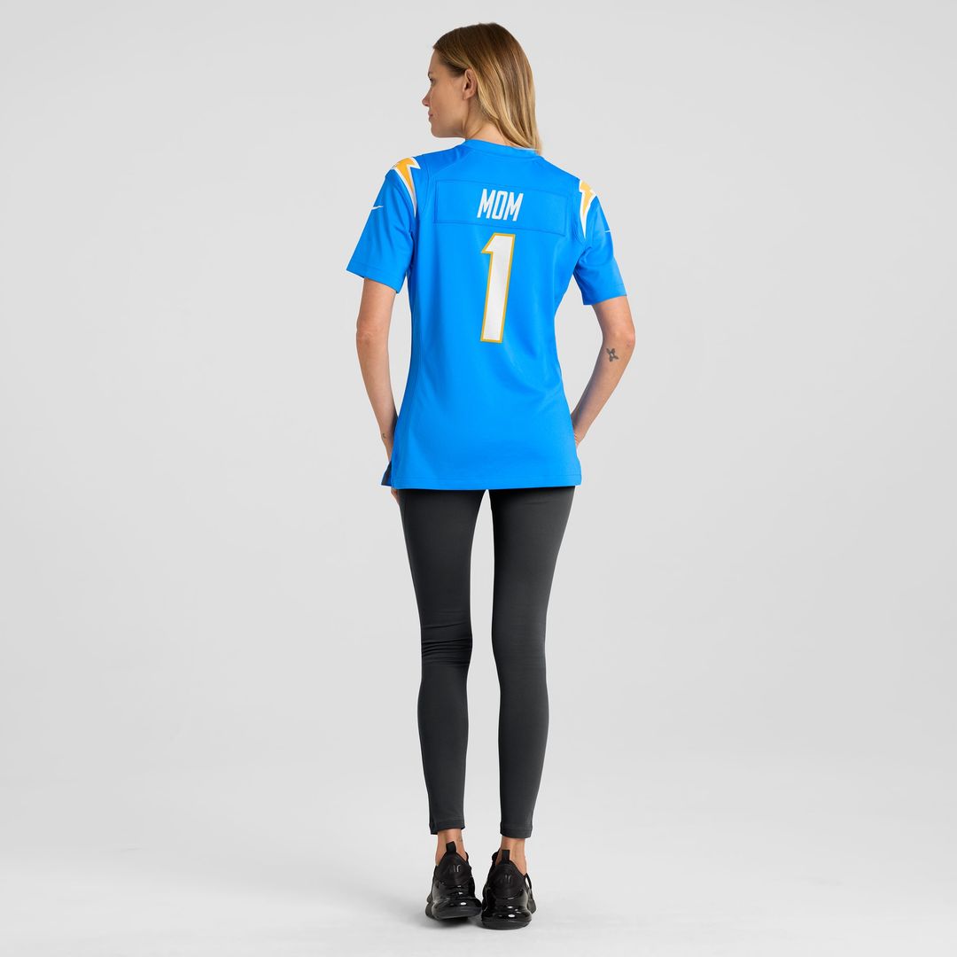 Number 1 Mom Los Angeles Chargers Nike Women's Game Jersey - Powder Blue Official NFL Team Apparel Football Fan Gear