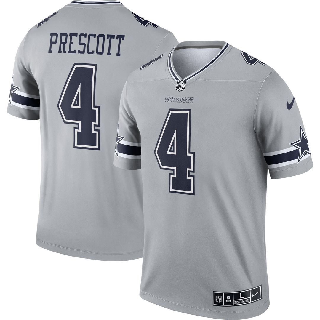 Dak Prescott Dallas Cowboys Nike Inverted Legend Player Performance Top - Gray NFL Fan Gear Popular Style