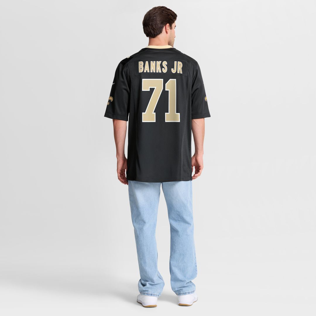 Kelvin Banks Jr. New Orleans Saints Nike Game Player Jersey - Black Official NFL Team Apparel Football Fan Gear