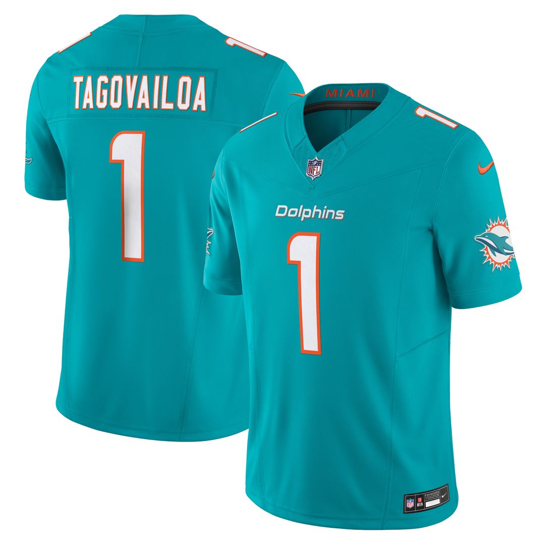 Tua Tagovailoa Miami Dolphins Nike Vapor F.U.S.E. Limited Jersey - Aqua Official NFL Team Apparel Football Fan Gear