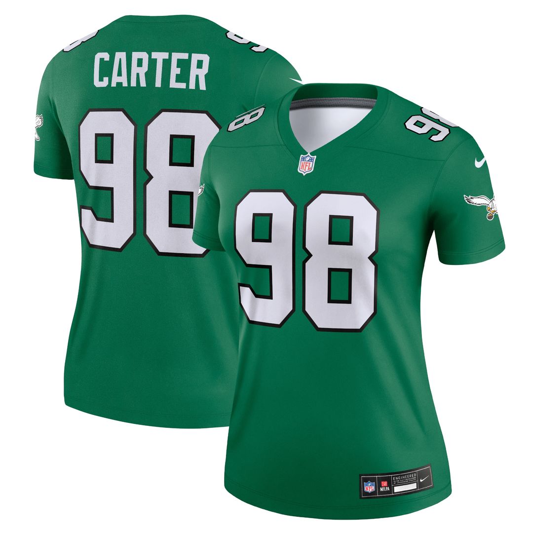Jalen Carter Philadelphia Eagles Nike Women's Alternate Legend Player Performance Top - Kelly Green NFL Fan Gear Popular Style