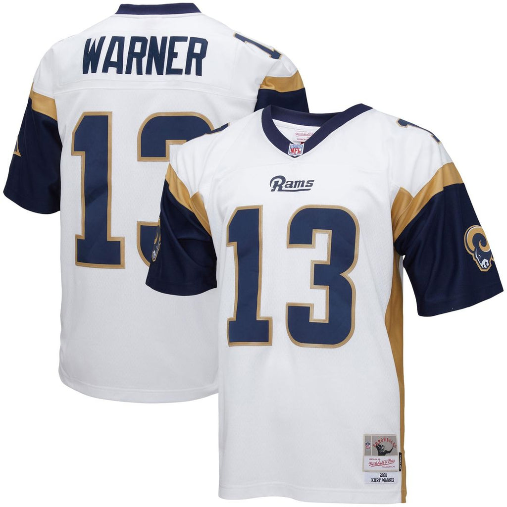Kurt Warner Los Angeles Rams Mitchell & Ness Big & Tall 2001 Retired Player Replica Jersey - White Official NFL Team Apparel Football Fan Gear