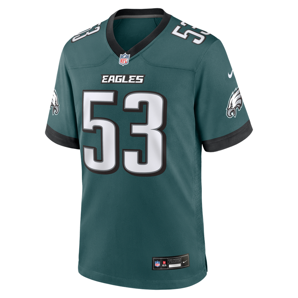 Zack Baun Philadelphia Eagles Nike Team Game Jersey - Midnight Green Official NFL Team Apparel Football Fan Gear