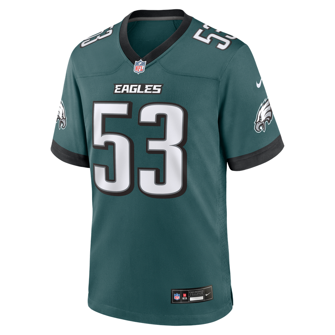 Zack Baun Philadelphia Eagles Nike Team Game Jersey - Midnight Green Official NFL Team Apparel Football Fan Gear