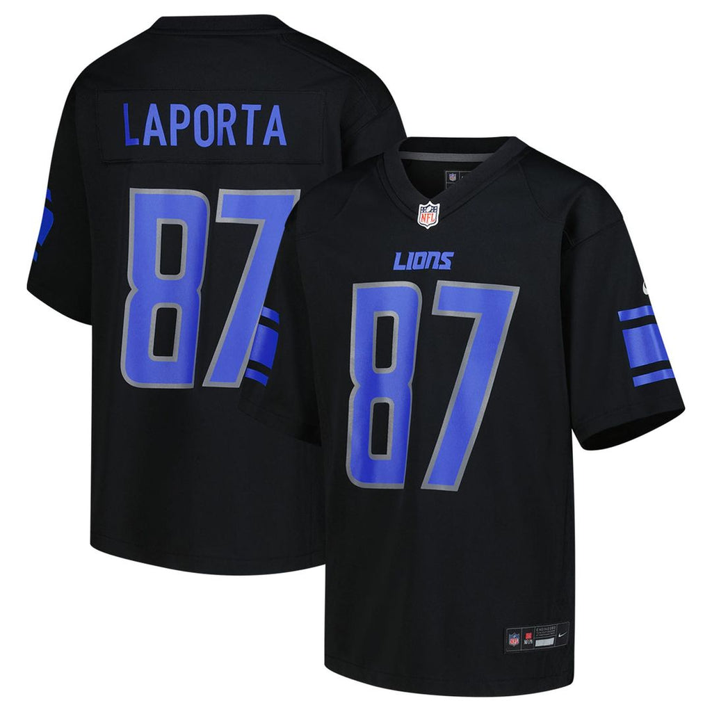 Sam LaPorta Detroit Lions Nike Youth Game Jersey - Black Official NFL Team Apparel Football Fan Gear