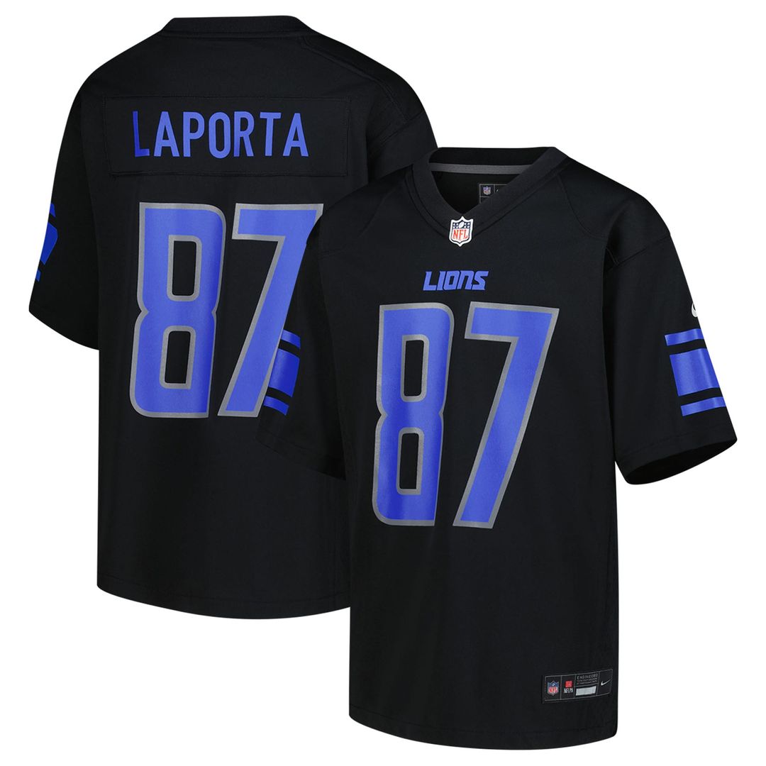 Sam LaPorta Detroit Lions Nike Youth Game Jersey - Black Official NFL Team Apparel Football Fan Gear