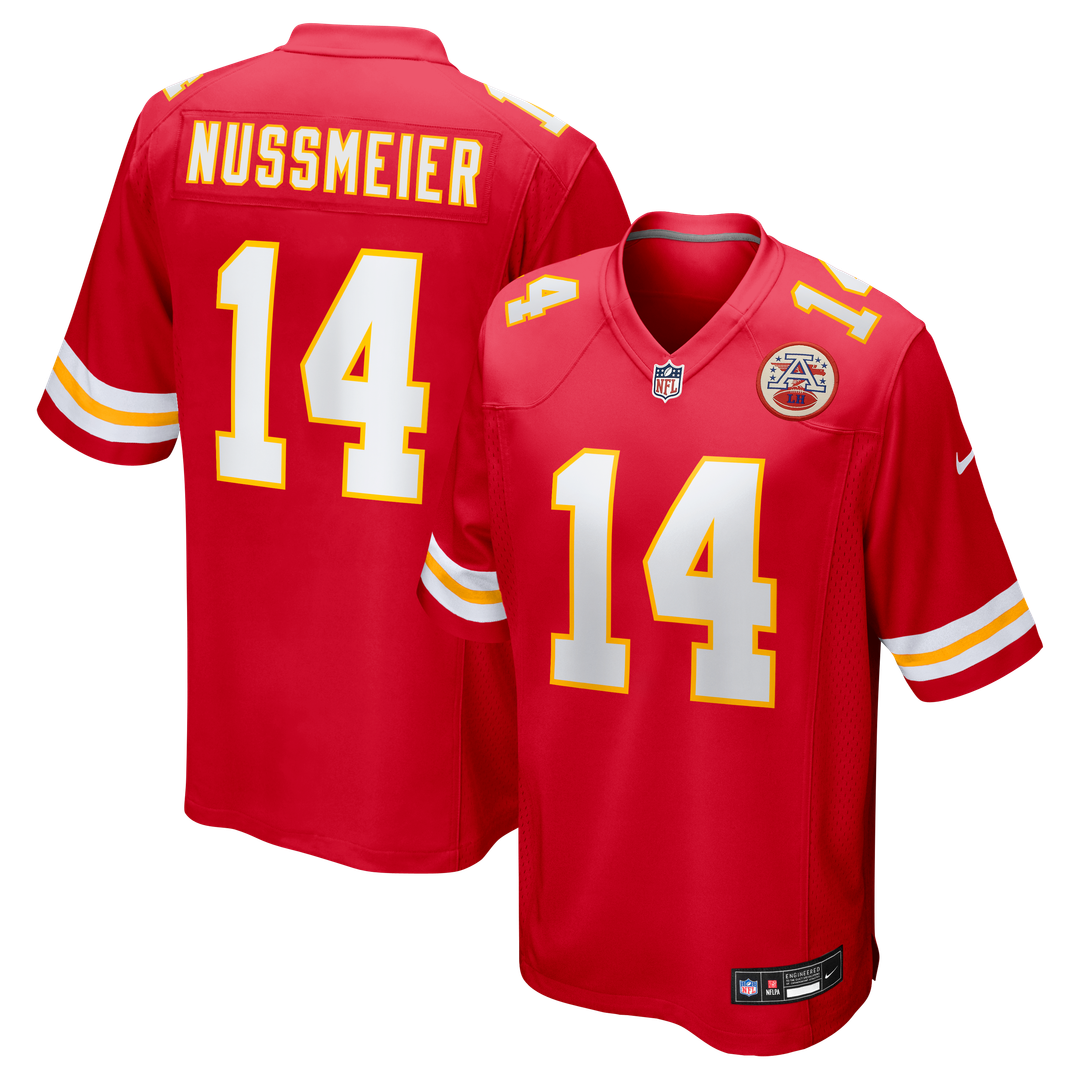 Garrett Nussmeier Kansas City Chiefs Nike Game Jersey - Red Official NFL Team Apparel Football Fan Gear