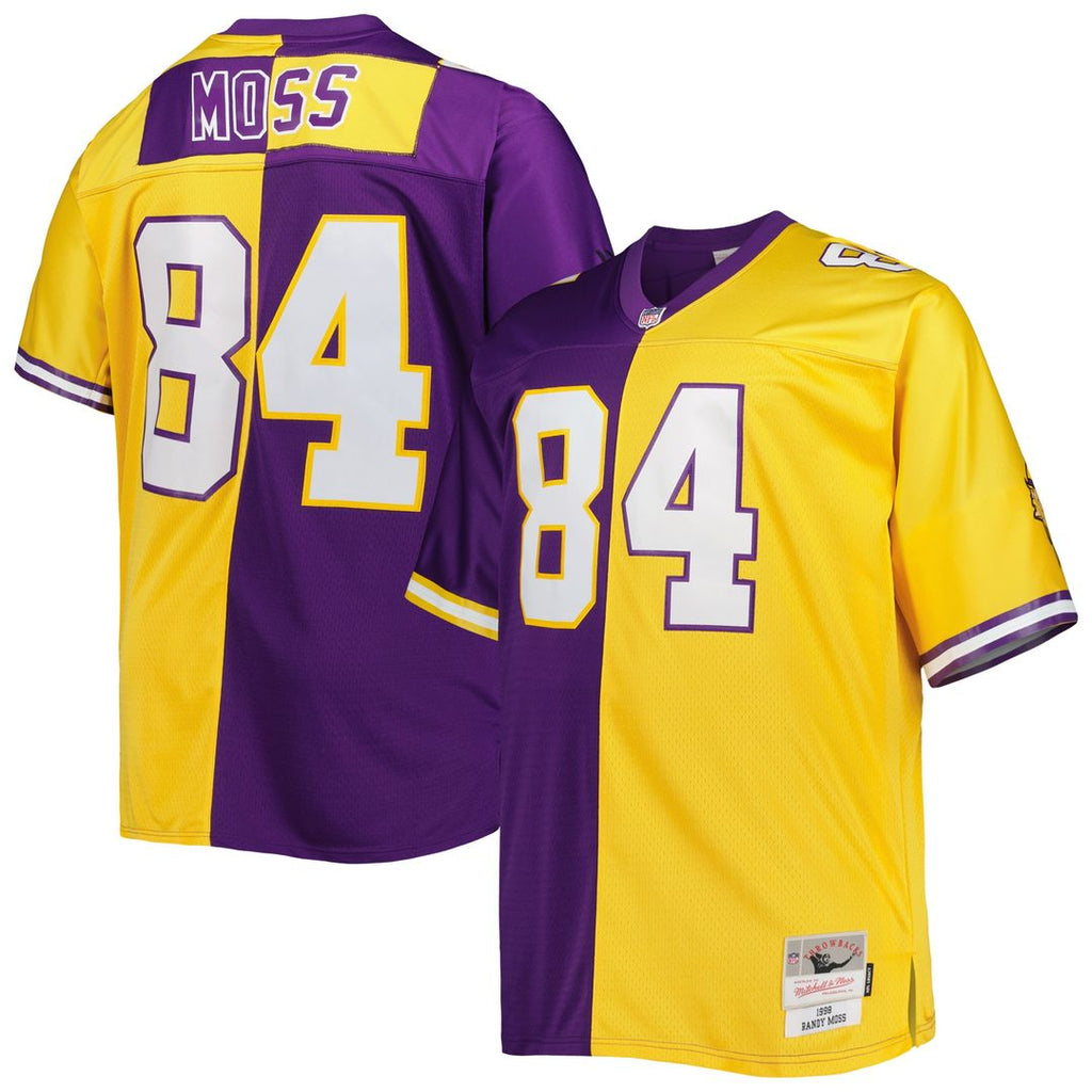 Randy Moss Minnesota Vikings Mitchell & Ness Big & Tall Split Legacy Retired Player Replica Jersey - Purple/Gold Official NFL Team Apparel Football Fa