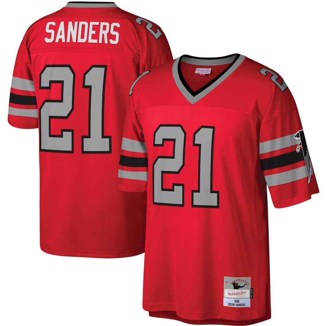 Deion Sanders Atlanta Falcons Mitchell & Ness Legacy Replica Jersey - White Official NFL Team Apparel Football Fan Gear