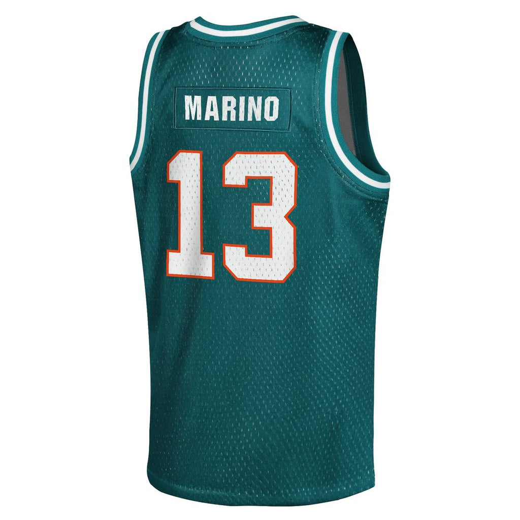 Dan Marino Miami Dolphins Mitchell & Ness Youth Retired Player NFL Basketball Fashion Jersey - Aqua Official NFL Team Apparel Football Fan Gear
